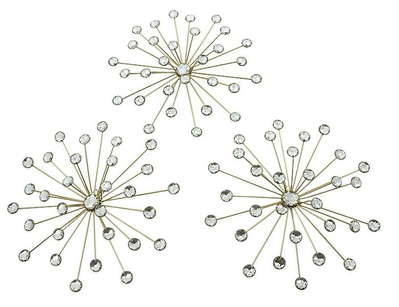 Home-trends24.de Dekoobjekt Kristallblüte 3er Set Gold Wand-Deko Wandschmuc günstig online kaufen