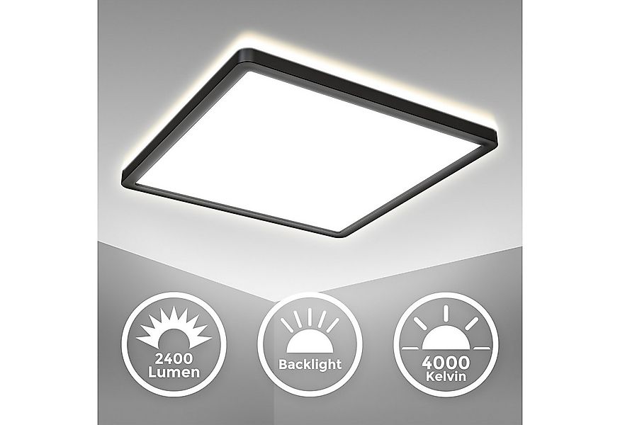 B.K.Licht LED Deckenleuchte LED Panel schwarz ultraflach rund/eckig Backlig günstig online kaufen