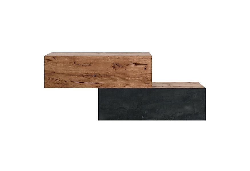 Planetmöbel Garderoben-Set 2x Hängeschrank WEST 100 cm gold eiche - gold ei günstig online kaufen