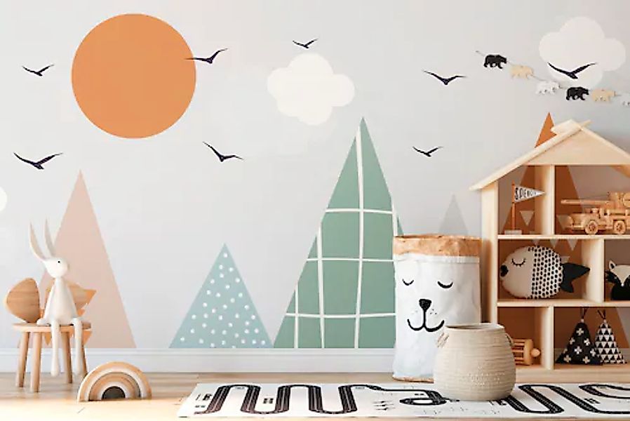 A.S. Création Vliestapete »Berglandschaft-Tapete Grau Grün Braun Geometrisc günstig online kaufen