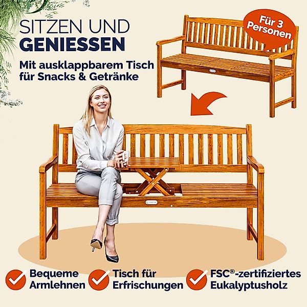 Gartenbank Picknick Eukalyptus FSC®-zertifiziert mit Abdeckung günstig online kaufen