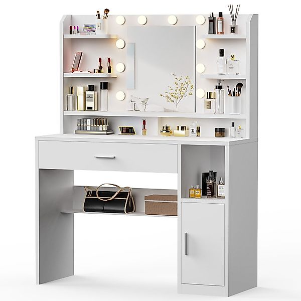oyajia Schminktisch mit LED-Beleuchtung, einstellbare Helligkeit, günstig online kaufen