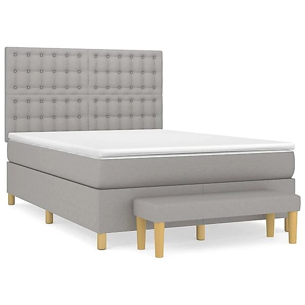 Vidaxl Boxspringbett Mit Matratze Hellgrau 140x200 Cm Stoff günstig online kaufen