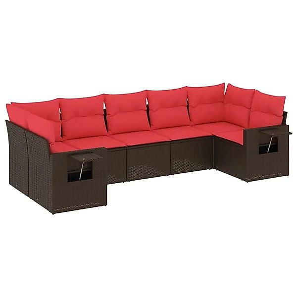 vidaXL 7-Tlg Gartensofa-Set mit Kissen Braun Polyrattan 3220593 günstig online kaufen