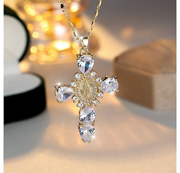 nhaos Kreuzkette Beautiful Cross – Vergoldete Damen Halskette mit Kreuz-Anh günstig online kaufen