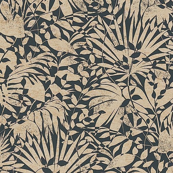 PROFHOME 388313-GU Luxus Tapete Floral Metallic Anthrazit Gold Grau 0,53 m günstig online kaufen