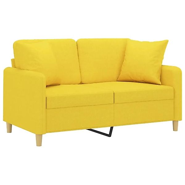 vidaXL 2-Sitzer-Sofa mit Zierkissen Hellgelb 120 cm Stoff 3200906 günstig online kaufen