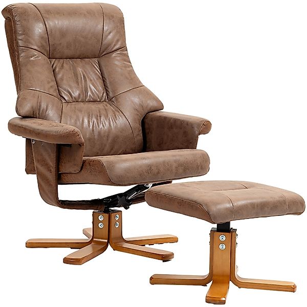 HOMCOM Relaxsessel mit Hocker Drehbar mit Liegefunktion Braun 78 x 82,5 x 1 günstig online kaufen
