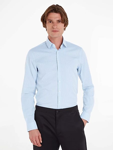 Calvin Klein Langarmhemd "POPLIN STRIPE SLIM SHIRT", mit Logoprägung günstig online kaufen