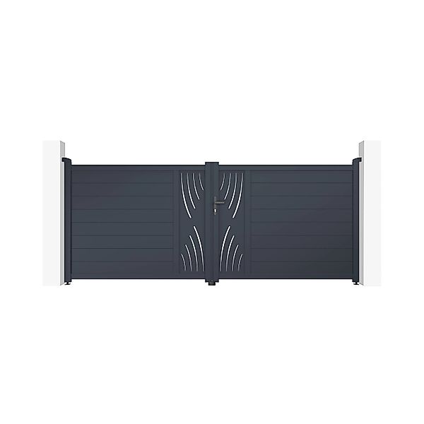 Casanoov Flügeltor Veleta 350x140cm & 2 Pfosten H.166cm Aluminium Grau günstig online kaufen