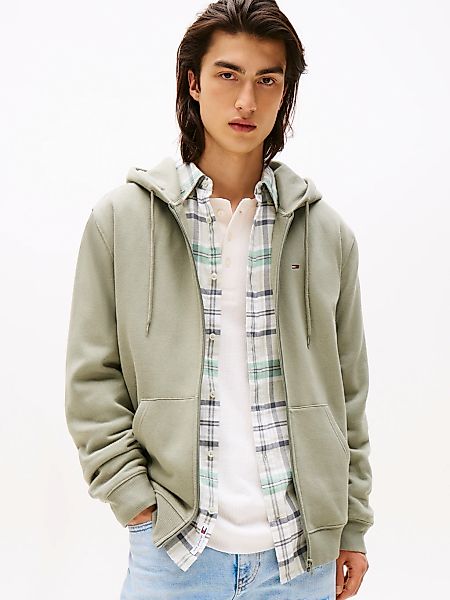 Tommy Jeans Sweatshirt "TJM REG S FLAG ZIP FLEECE THRU", mit bestickten Mar günstig online kaufen