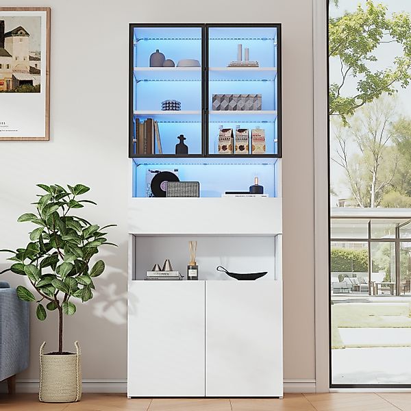 OKWISH Vitrine mit Offene Speicherplattform (Hochschrank, günstig online kaufen