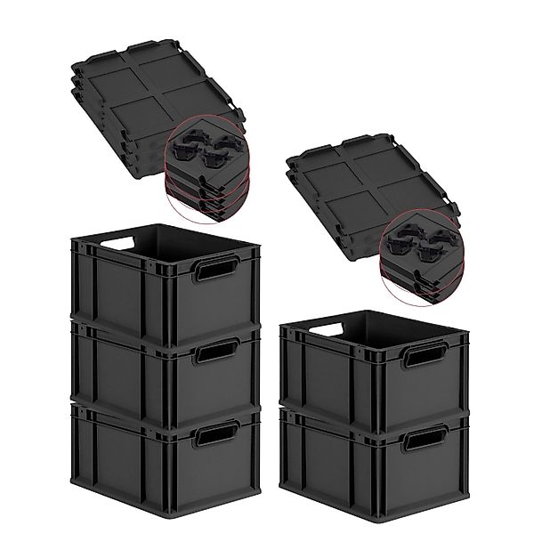 PROREGAL SparSet 5x Eurobox Nextgen Grip Mit Auflagedeckel Und Schwarzen Ve günstig online kaufen