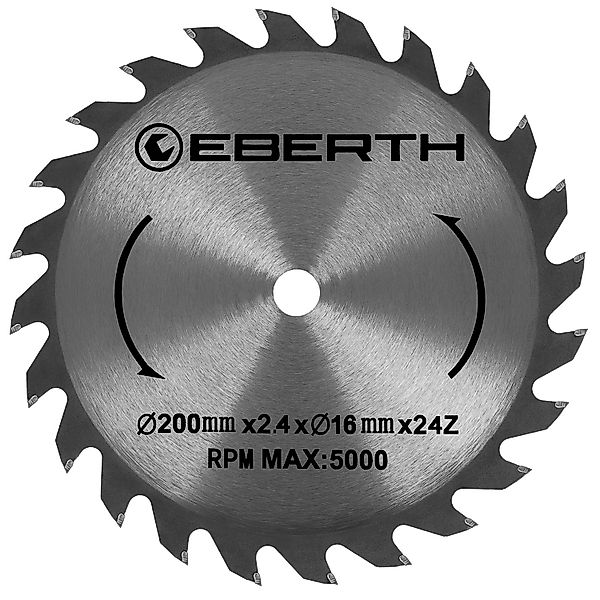 EBERTH Kreissägeblatt 200mm Durchmesser 16mm Bohrung 3,4mm Schnittbreite günstig online kaufen