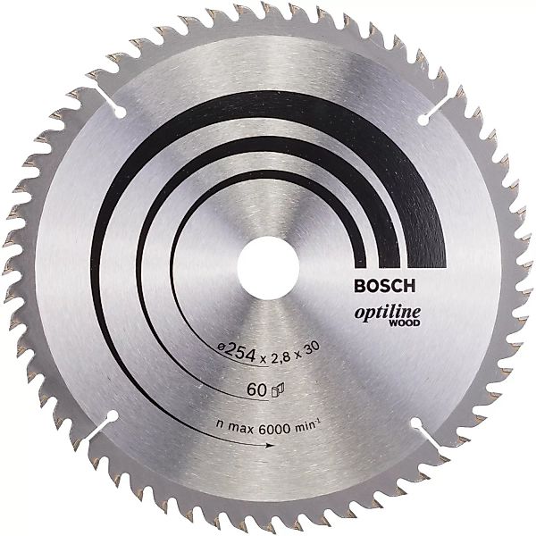 Bosch Kreissägeblatt Optiline Wood 254 x 30 x 2,8 mm / 60 Zähne günstig online kaufen