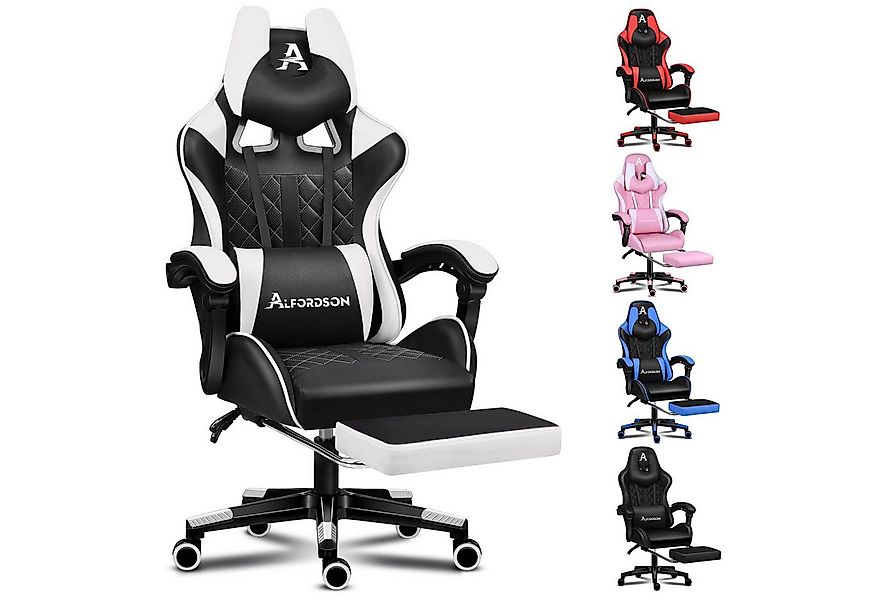 ALFORDSON Gaming-Stuhl Bürostuhl, Integrierte Fußstütze, mit Lendenwirbelki günstig online kaufen