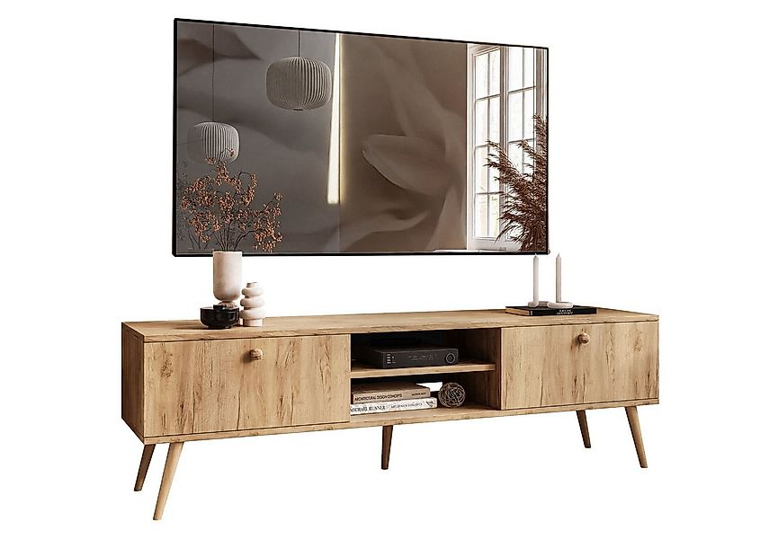 Lookway Lowboard HARMONY 170cm mit Schubladen und Holzfüße Fernsehtisch günstig online kaufen