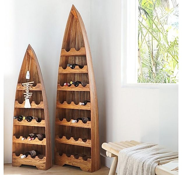 LebensWohnArt Weinregal Massivholz Weinregal VINO 150cm Antik-Natural Mahag günstig online kaufen