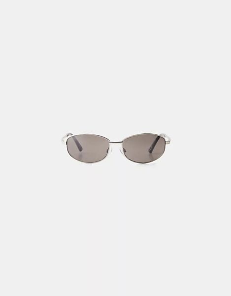 Bershka Ovale Sonnenbrille Mit Metallgestell Damen Silber günstig online kaufen