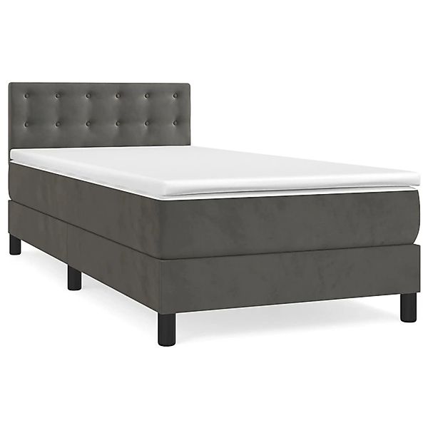 vidaXL Boxspringbett mit Matratze Dunkelgrau 100x200 cm Samt1398180 günstig online kaufen
