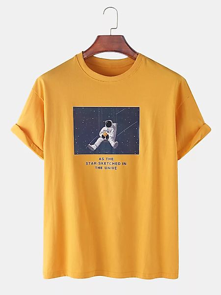 Mens Space Grafikdruck Plain Breathable Casual Rundhals-T-Shirts günstig online kaufen