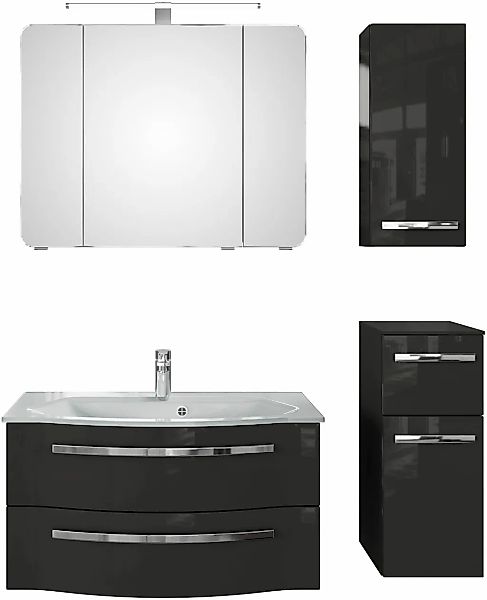 Saphir Badmöbel-Set "Serie 4005, vormontiert, Glaswaschbecken, Spiegelschra günstig online kaufen