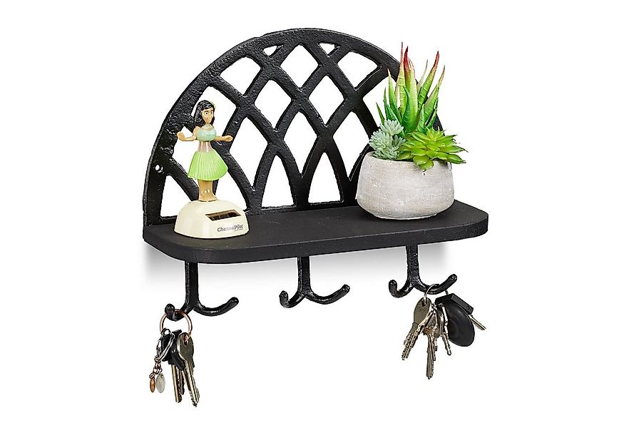 relaxdays Schlüsselbrett mit Ablage, schwarz günstig online kaufen