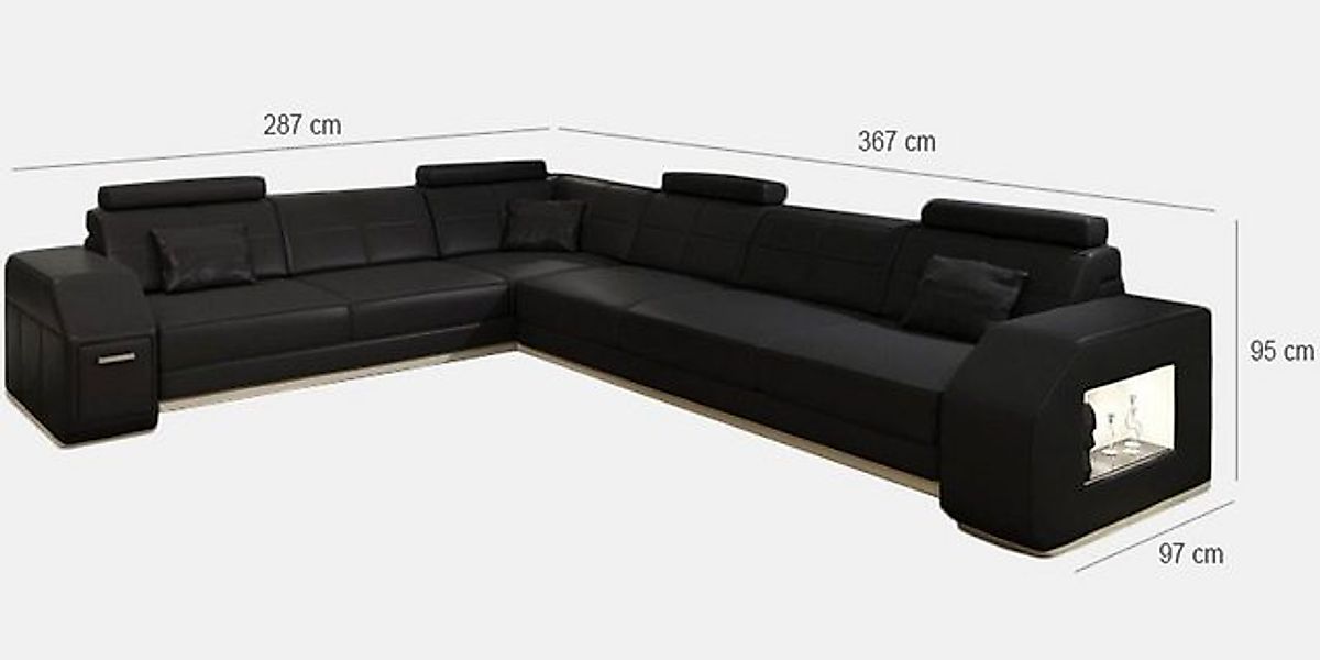 JVmoebel Ecksofa Ecksofa Ledersofa Sofa mit USB Polster Sitz Ecke Garnitur, günstig online kaufen