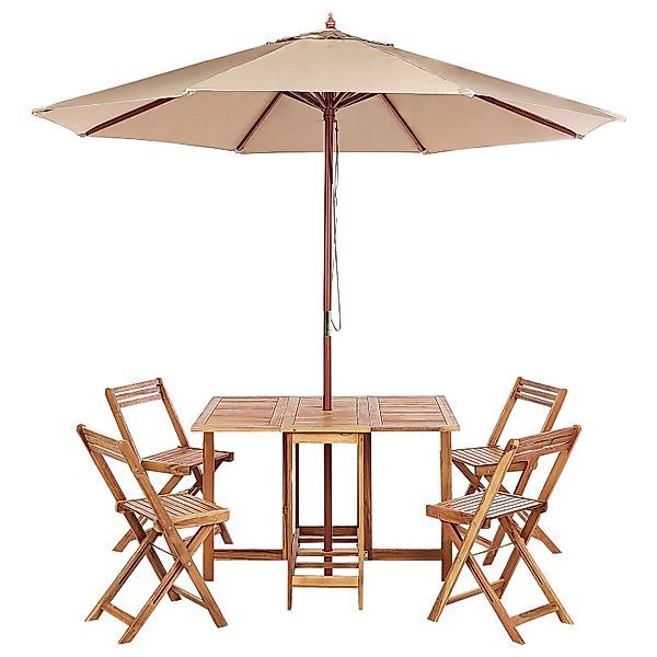 Beliani Gartentisch Set FRASSINE Heller Holzfarbton günstig online kaufen