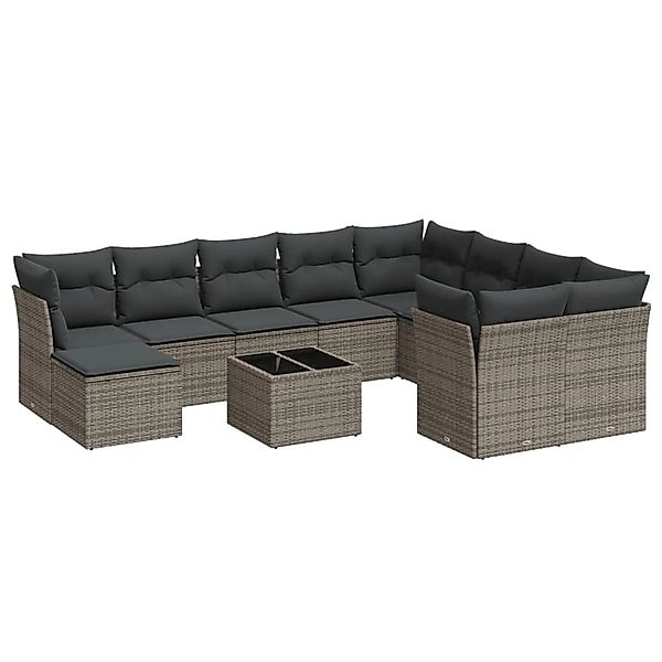 vidaXL 11-tlg Garten-Sofagarnitur mit Kissen Grau Poly Rattan Modell 38 günstig online kaufen