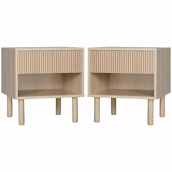 HOMCOM Set von 2 Nachttisch Beistelltische mit Schubladen und Fächern, mode günstig online kaufen