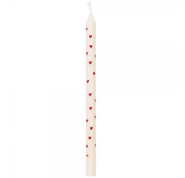 Ib Laursen Tafelkerze Ib Laursen Kerze schmal hoch mit roten Herzen günstig online kaufen