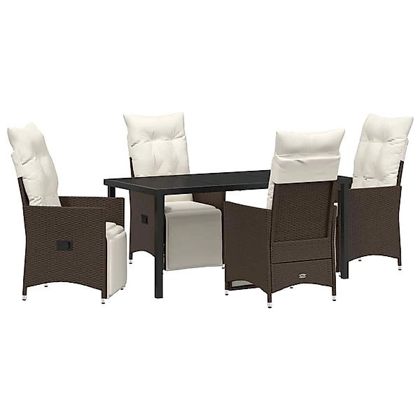 vidaXL Garten Essgruppe mit Kissen 5-Tlg Braun Poly Rattan 3379572 günstig online kaufen