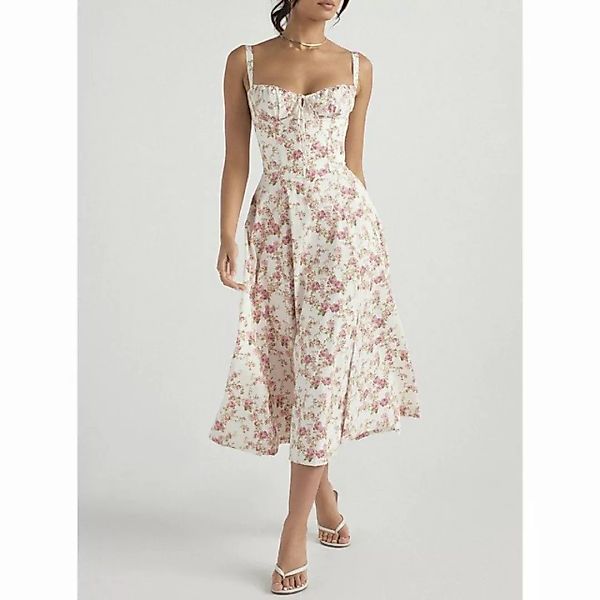 ZWY Strandkleid Damen Bedrucktes Kleid Strapskleid Sommerkleid Midikleid Sc günstig online kaufen