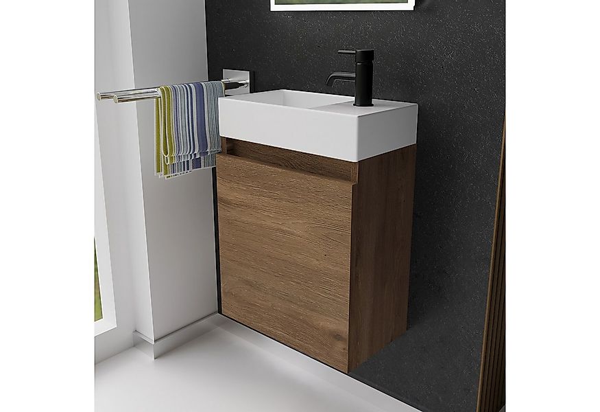 Alpenberger Badmöbel-Set Gäste WC Waschbecken mit Unterschrank - Badschrank günstig online kaufen