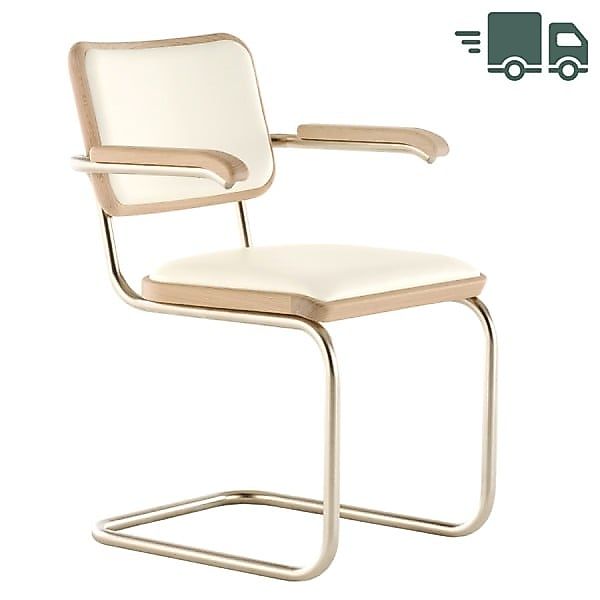 JS. THONET S 64 P NORDIC 03 | Eiche weiß pigmentiert | Leder alabaster weiß günstig online kaufen