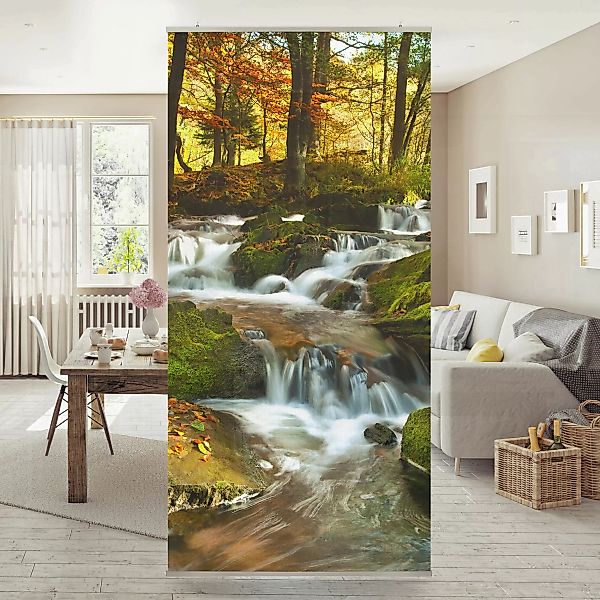 Raumteiler Wasserfall herbstlicher Wald günstig online kaufen