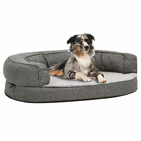 Hundematratze Ergonomisch 75x53 Cm Leinenoptik Fleece Grau günstig online kaufen