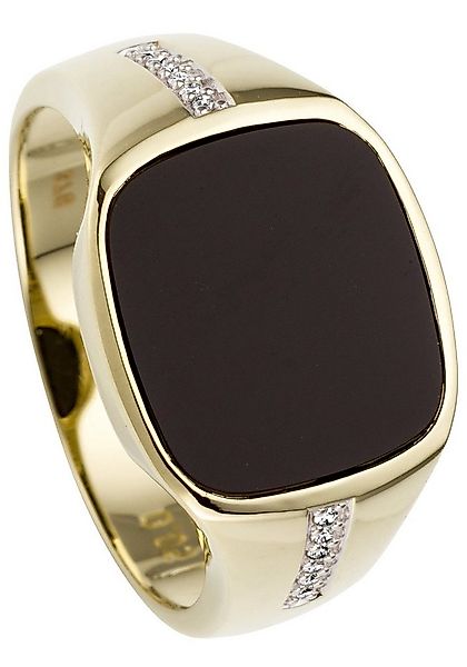 JOBO Fingerring Ring mit Onyx und 12 Diamanten, 585 Gold bicolor günstig online kaufen