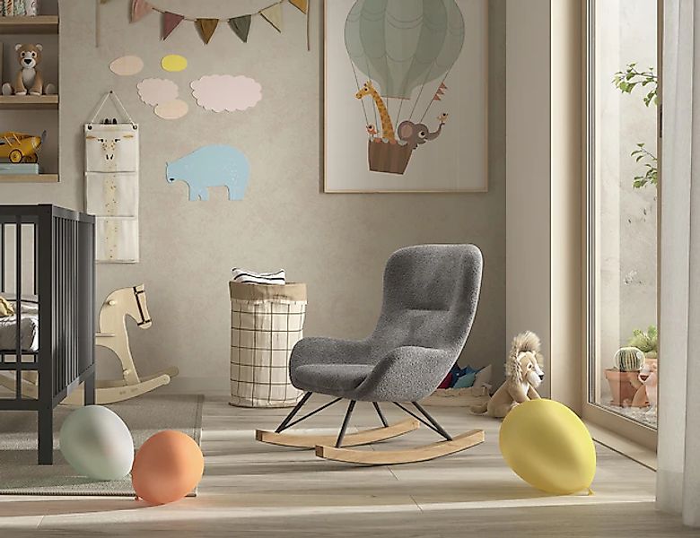 Vipack Schaukelstuhl »Rocky, in flauschigem Bouclé Stoff, Kufen aus massive günstig online kaufen