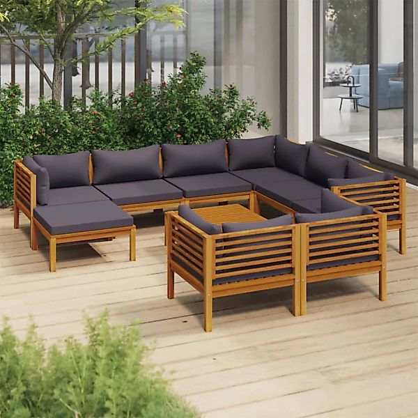 10-tlg. Garten-lounge-set Mit Auflage Massivholz Akazie günstig online kaufen