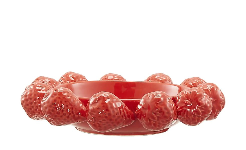 HOME STORY 3D Erdbeerschale   ¦ rot ¦ Porzellan ¦ Maße (cm): H: 5,5  Ø: 23. günstig online kaufen