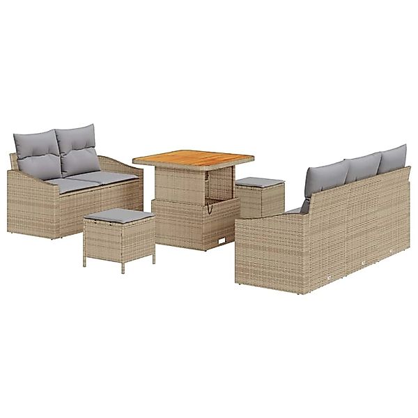 vidaXL Garten-Sofa-Set mit Kissen 8-Tlg Beige Poly Rattan 3362597 günstig online kaufen