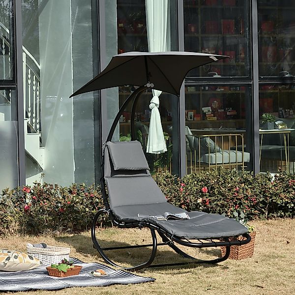 Outsunny Schaukelliege Schaukelstuhl Relaxliege mit Dach 185 x 100 x 190 cm günstig online kaufen
