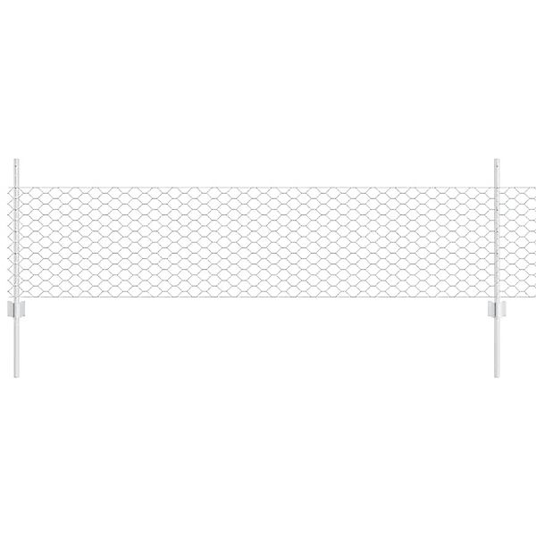 vidaXL Zaun mit Pfosten Silber 0,5 x 10 m Stahl 3336953 günstig online kaufen