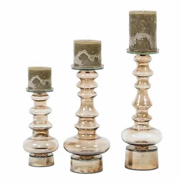 Dekocandle Kerzenleuchter Kerzenhalter glas 3er Set (braun) günstig online kaufen