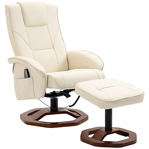 HOMCOM Massagesessel mit Fußhocker Massagefunktion Cremeweiß Braun 73x83x10 günstig online kaufen
