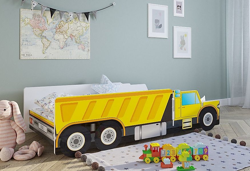 Kids Collective Autobett Kinderbett Jugendbett Baustelle in 70x140 80x160 m günstig online kaufen