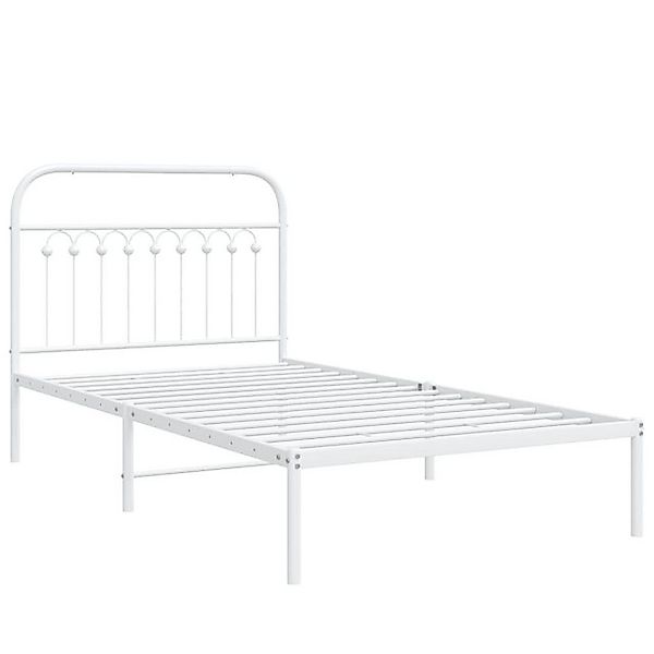 vidaXL Bett Bettgestell mit Kopfteil Metall Weiß 100x190 cm günstig online kaufen