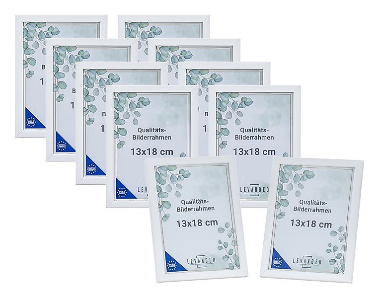 Levandeo® Bilderrahmen, 10er Set Bilderrahmen Echtholz Made in EU 13x18 Wei günstig online kaufen